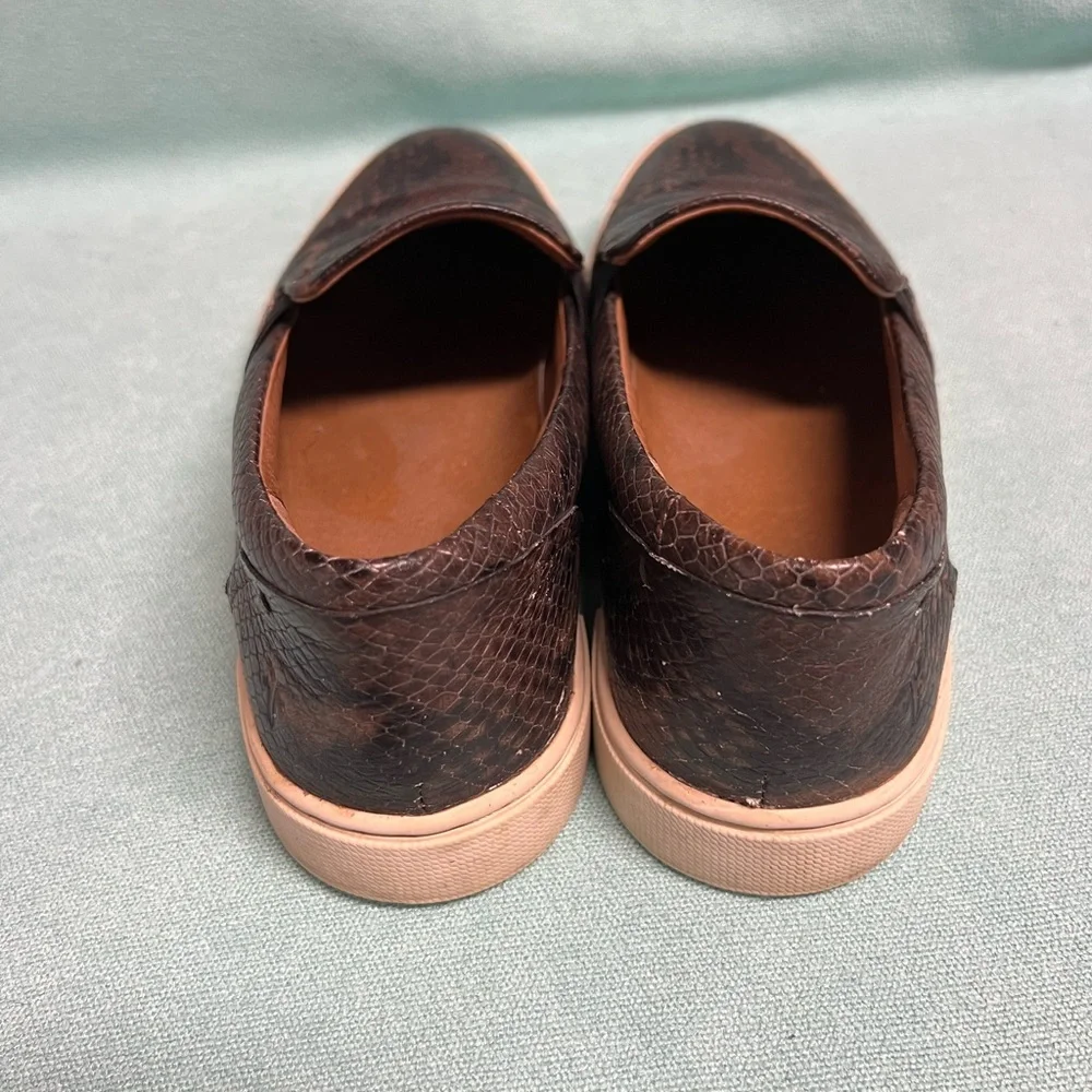 Frye Ivy Brown Snake Print leather Slip-On sneaker soles loafer - Picture 3 of 10